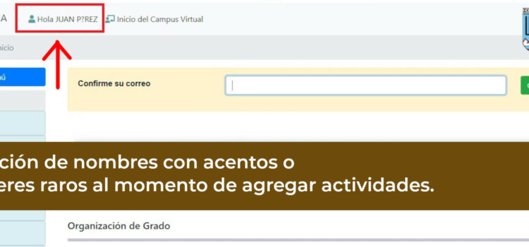 Corrección de nombres con acentos o carácteres raros al momento de agregar actividades